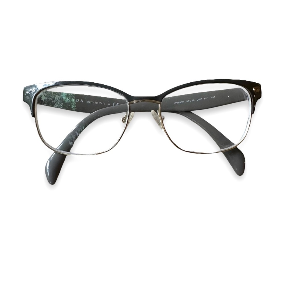 Prada PR65RV Split Eyeglasses Frames Only For Parts Charcoal Gray Plastic Gold